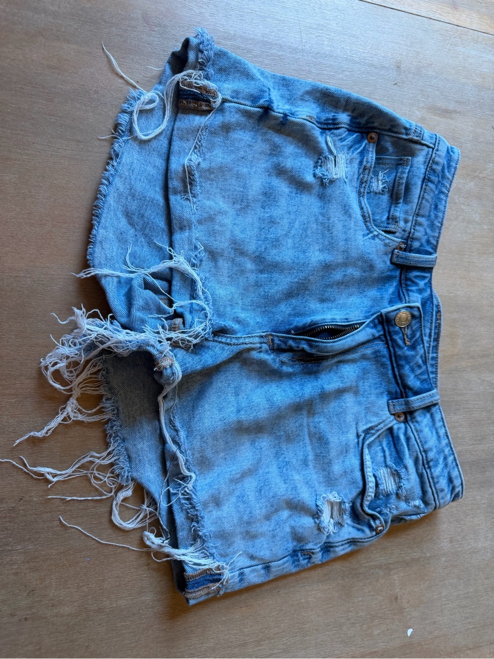 American Eagle Outfitters Light Wash Distressed Denim Shorts